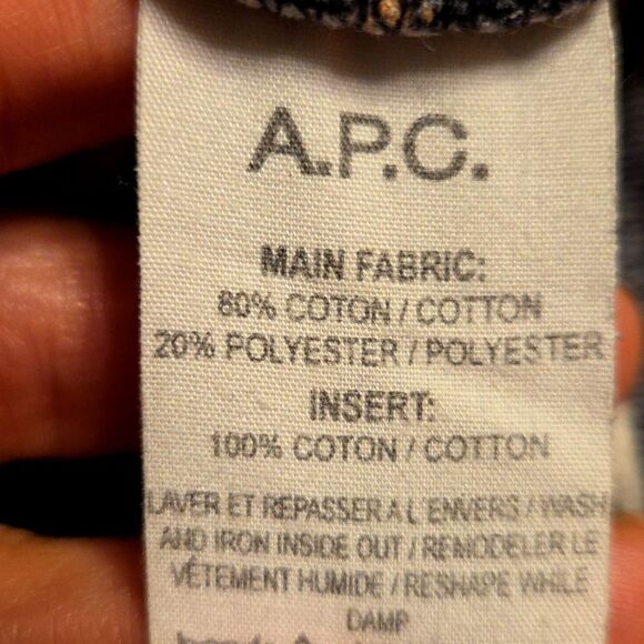 A.P.C.Striped Velour‎ Sweatshirt Navy Blue Mens Size Medium - Picture 9 of 9